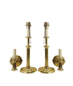 Brass Candlestick Table Lamps & Wall Lamps from Herda, 1970s, Set of 4