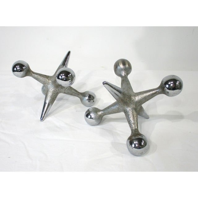 Metal Bill Curry Chromed Jack Bookends Paper Weight Sculptures For Sale - Image 7 of 7