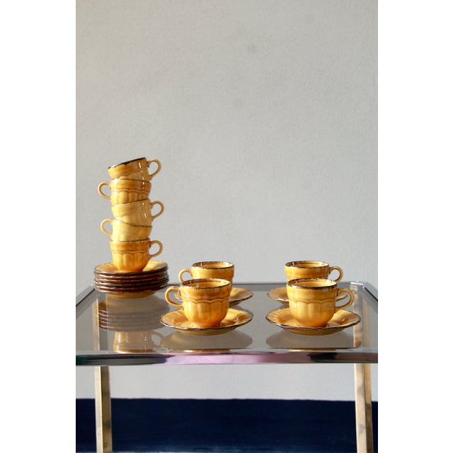 Vintage Amber Cups and Saucers from Pagnossin, 1970s, Set of 4 For Sale - Image 9 of 11