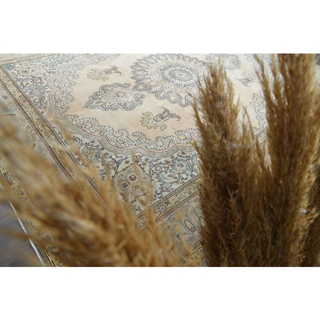 1960s Vintage Persian Handmade Wool Cotton Beige Area Rug For Sale - Image 11 of 11