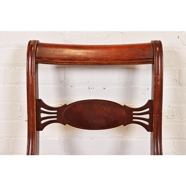 Kindel Furniture Style Regency Carved Mahogany Side Chairs or Dining Chairs, Set of Three For Sale In South Bend - Image 6 of 11