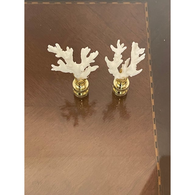 1970s 1970s Coastal Sea Coral Branches Lamp Finials Pair For Sale - Image 5 of 5