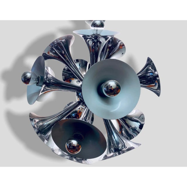 Metal Vintage Chrome Hanging Lamp For Sale - Image 7 of 17