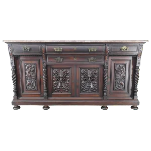 Late 19th Century German Carved Marble-Top Sideboard