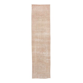 Vintage Turkish Beige Handmade Distressed Wool Runner For Sale