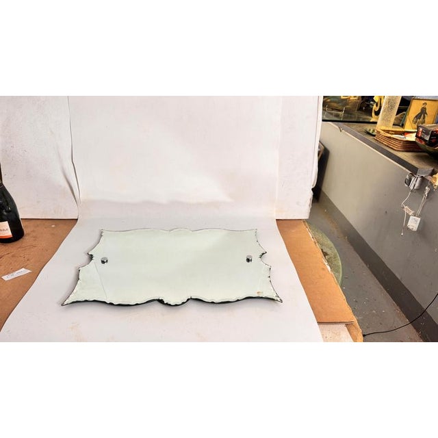 Art Deco Frameless Mirror with Sculpted Edges, France, 1940s For Sale - Image 3 of 17