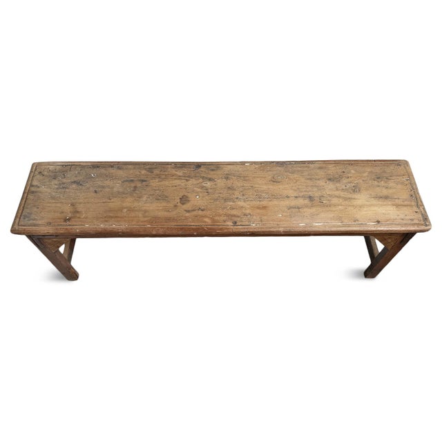 Vintage Teak School Bench For Sale - Image 4 of 6