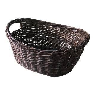 Vintage Large Oval Laundry Basket For Sale