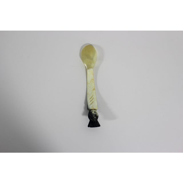 Bone Vintage Carved Natural Horn Scottish Thistle or Pineapple Spoon E For Sale - Image 7 of 8