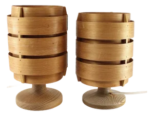 Lamella Table Lamps in Pine Veneer by Hans Agne Jakobsson, 1960s, Set of 2
