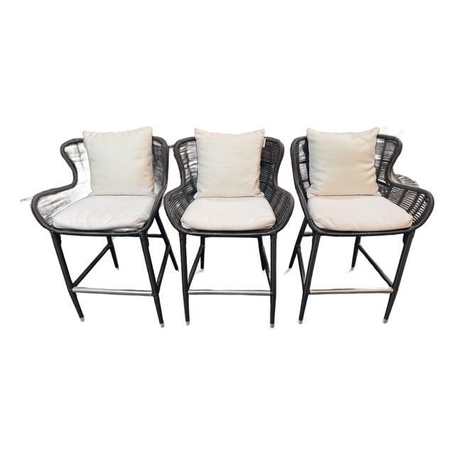Palecek Palermo in/Outdoor Counter Stools, Set of Three For Sale