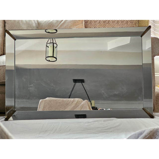 1940’s Art Deco Mirror With Gold Empire Style Metal Corner Brass Accents For Sale In Atlanta - Image 6 of 10