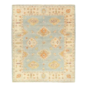 Light Blue Fine Hand Knotted Oushak Rug