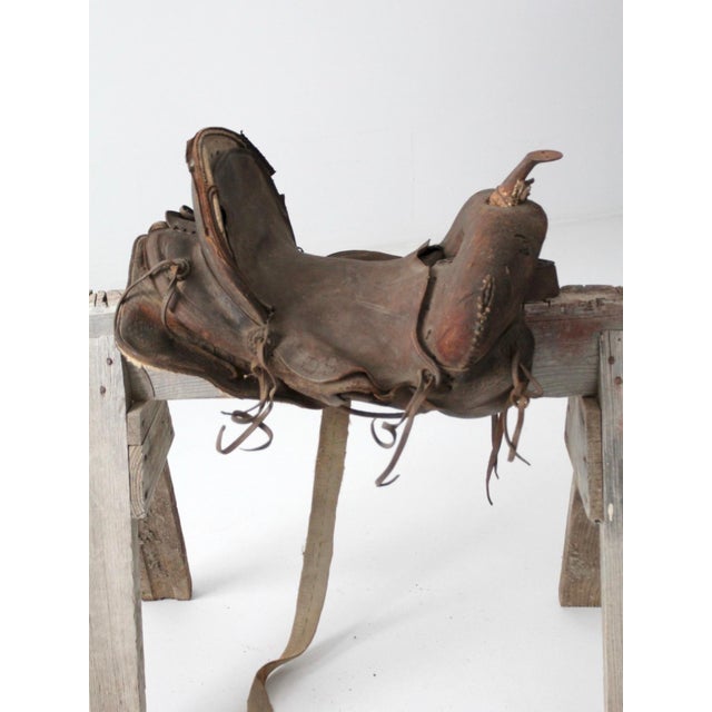 Old Western Leather Saddle Decorative Ranch Decor For Sale - Image 15 of 15