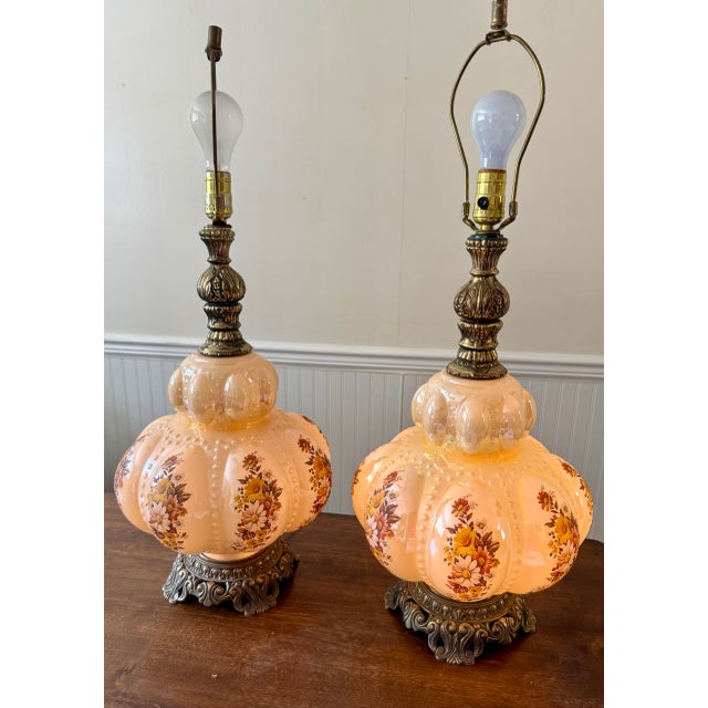 Metal Mid 20th Century Carl Falkestein Bubble Regency Beaded Lamps - a Pair For Sale - Image 7 of 12