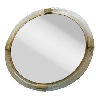 Round Torciglione Gold Murano Glass Wall Mirror by Simoeng for Simoeng For Sale
