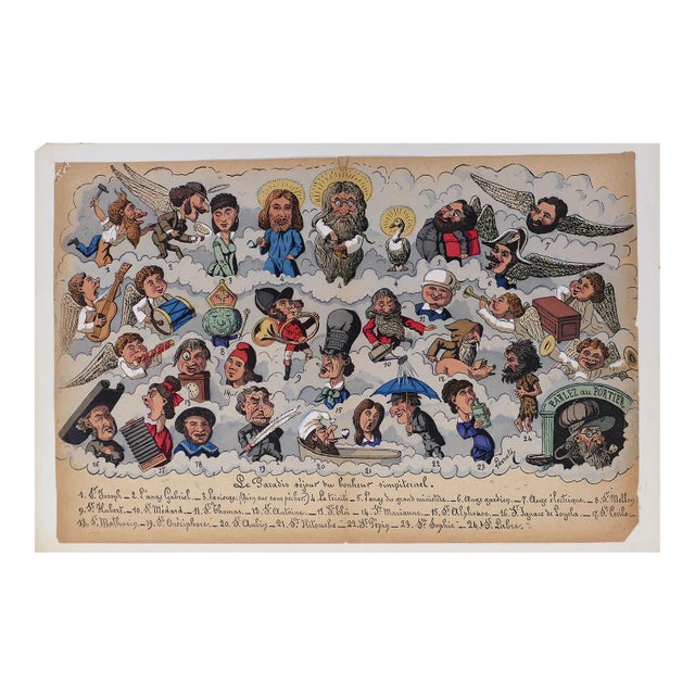 Le Paradis - Original Lithograph by E. Lavrate - 1860s 1860s For Sale