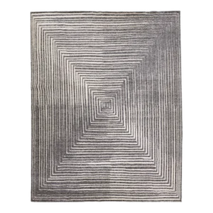 2010s Oversize Modern Moroccan Style Gray Wool Rug With Op Art Design by Apadana