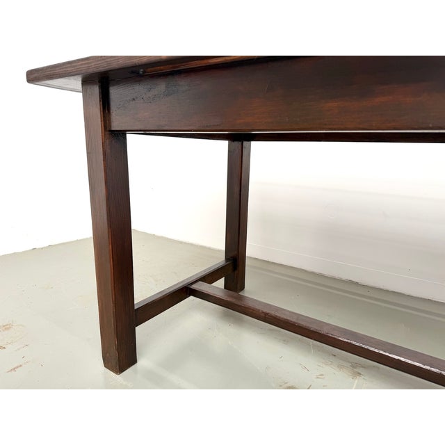 Wood Pine Worktable with Grooved Top and Satin Brown Finish, 1960s For Sale - Image 7 of 18