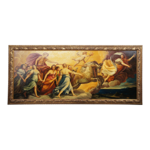 Late 20th Century l'Aurora Italian Baroque Fresco Oil Painting After Guido Roman Goddess 87", Framed