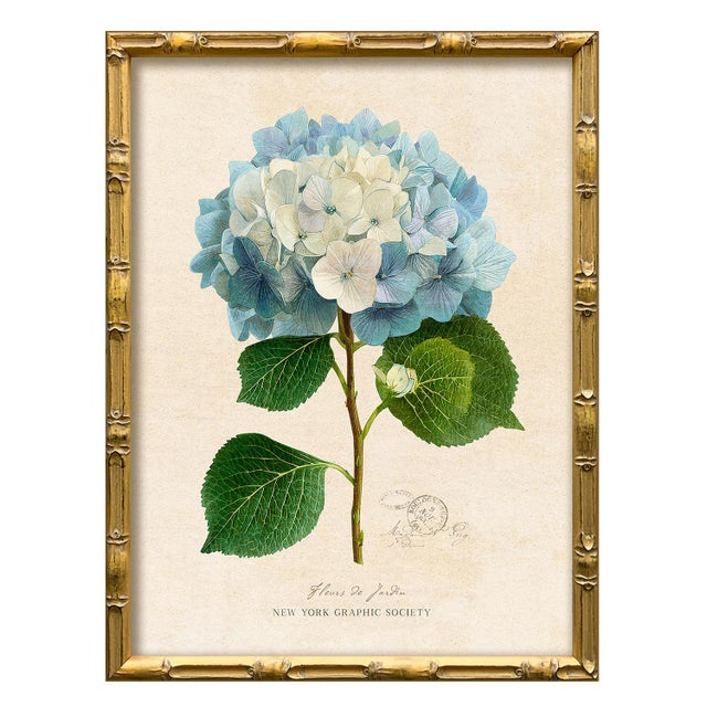 2020s Reproduction Framed Blue Hydrangea Giclee Prints - Set of 2 For Sale - Image 5 of 6