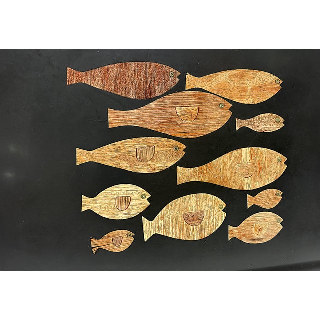 Wood Mid Century Modern 'Couroc of Monterey' Inlaid Wood Fish Serving Tray For Sale - Image 7 of 16