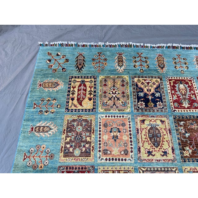 Blue Bakhtiari Garden Panel Hand-Knotted Wool Rug - 6'6" X 10'1" For Sale - Image 10 of 11