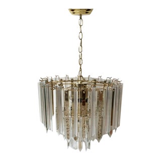 Vintage Lucite & Glass Three Tier Chandelier For Sale