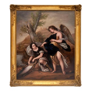 Italian School Artist, Tobias and the Archangel Raphael, 18th Century, Oil on Canvas For Sale