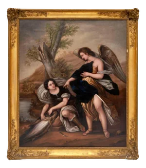 Italian School Artist, Tobias and the Archangel Raphael, 18th Century, Oil on Canvas