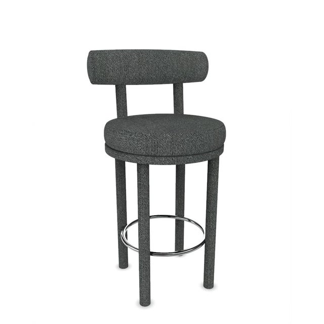 Contemporary Collector Modern Moca Bar Chair in Safire 09 Fabric by Studio Rig For Sale - Image 3 of 7