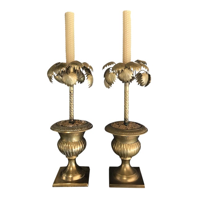 Brass Palm Tree Candlesticks A Pair Chairish