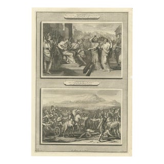 Pieter Mortier, Micaiah's Prophecy and Death of King Ahab in Battle, Pieter 1700, Engraving For Sale