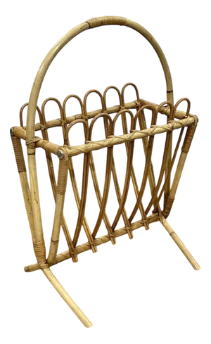 Vintage Rattan Magazine Rack, 1970s