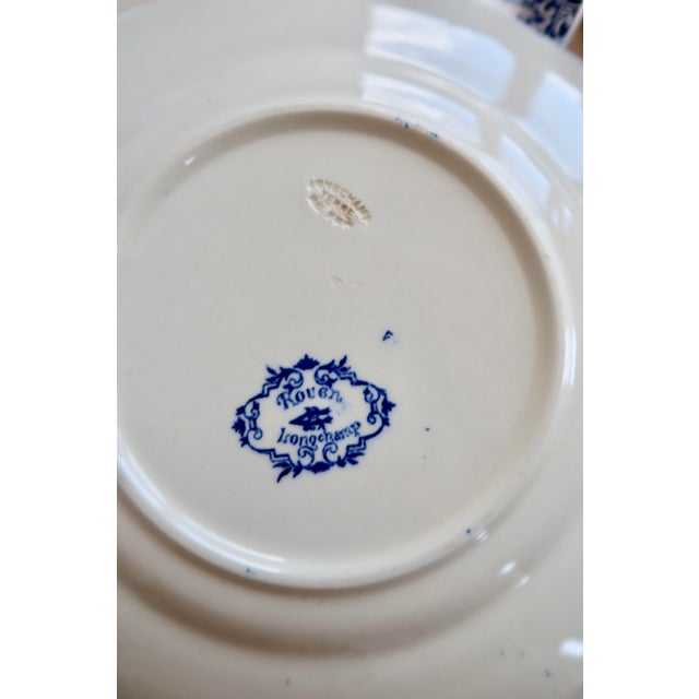 Blue Ironstone Dinner Plates in Rouen Pattern from Longchamp, 1890s, Set of 6 For Sale - Image 8 of 11
