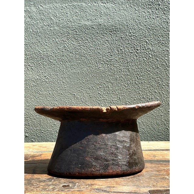 Coffee Vintage Brazilian Carved Wood Head Rest For Sale - Image 8 of 12