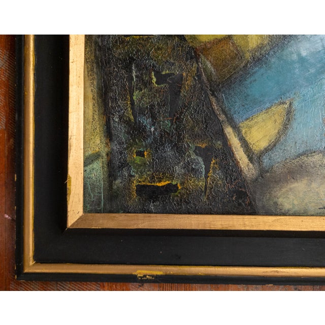 Wood 1960's Mid-Century Modern Geometric Abstract Painting by Pierre Havret, 1965 For Sale - Image 7 of 15
