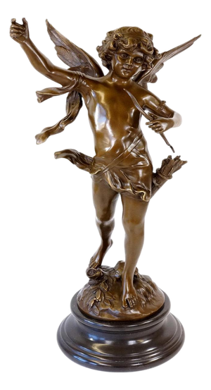 Art Deco Style Angel Sculpture, Green Patinated Bronze