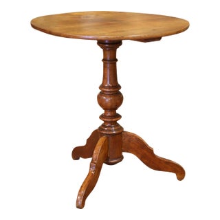 19th Century French Louis Philippe Walnut Gueridon With Turned Pedestal Base For Sale