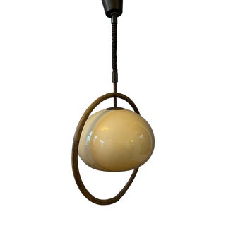 Mid-Century Space Age Bamboo Mushroom Pendant Lamp from Dijkstra For Sale