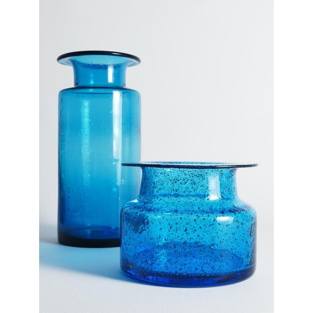 Cobalt Blue Bubble Glass Vases by Erik Höglund for Boda, 1960, Set of 2 For Sale - Image 10 of 18
