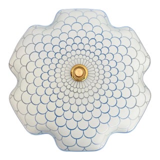 Mid Century Frosted Glass Flower Flush Light For Sale
