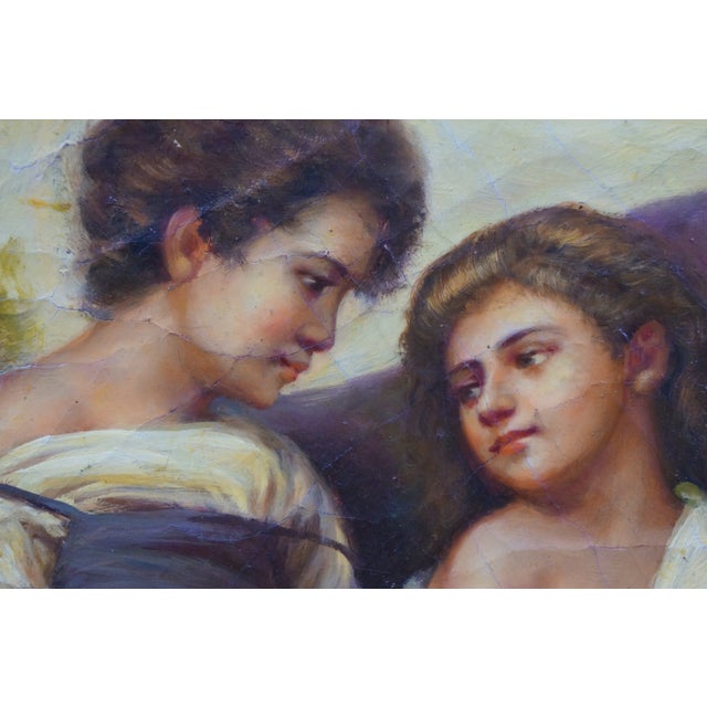 Late 20th Century At the Edge of the Brook Oil Painting After William-Adolphe Bouguereau 24" For Sale - Image 11 of 11