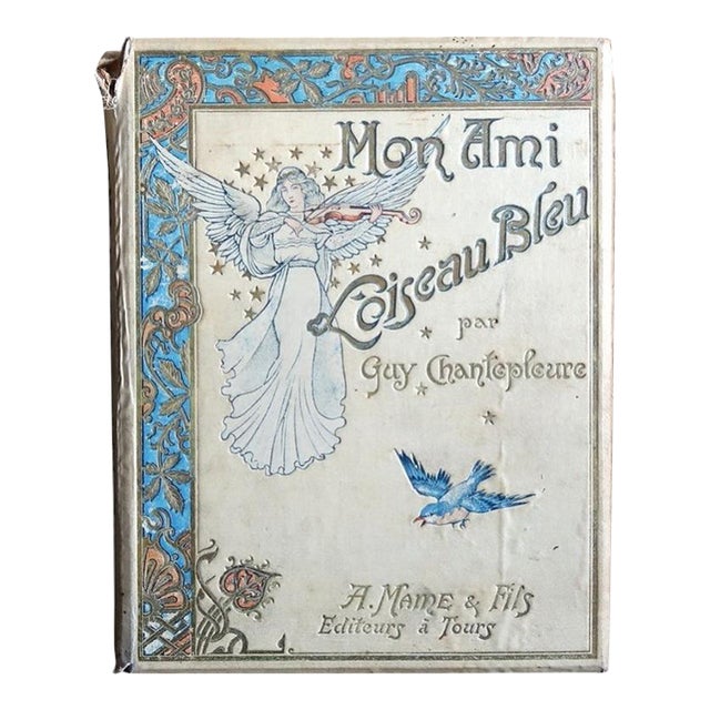 Antique French Illustrated Book "Mon Ami l'Oiseau Bleu" by Guy Chantepleure, c.1900 – Art Nouveau For Sale