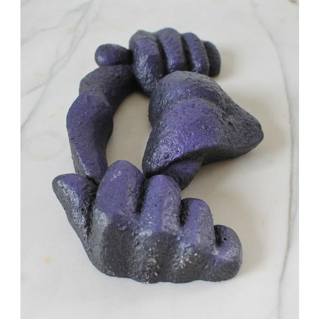 Vintage Purple Plaster Lips, Hands, Tongue Wall Hanging For Sale In Milwaukee - Image 6 of 9