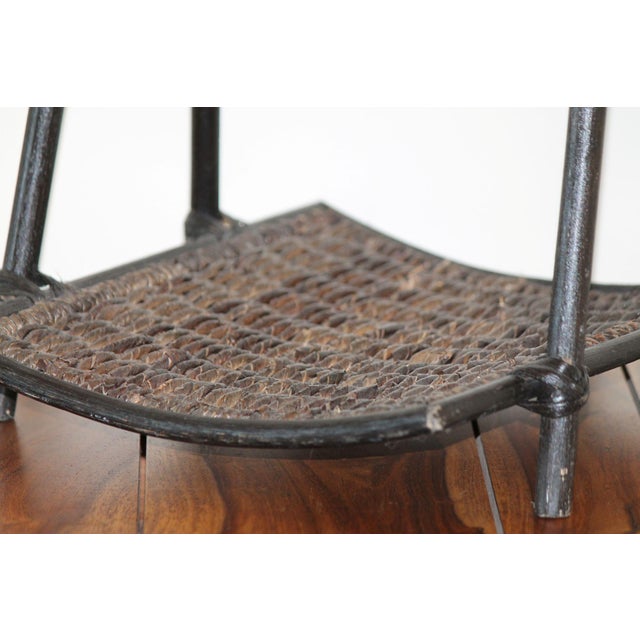 1960s Vintage 2-Tier Boho Rattan and Bamboo Shelf For Sale - Image 5 of 10