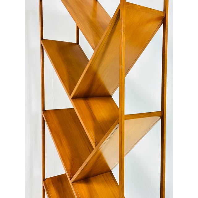 Danish Modern Geometric Wood Étagère Open Display Bookcase, Mid-Century Style For Sale - Image 10 of 17