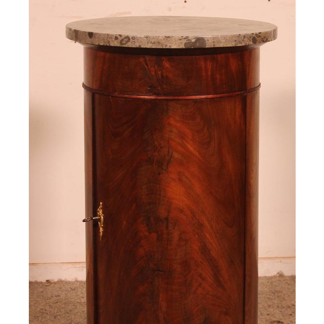 Large Empire Sonno Bedside Table in Flamed Mahogany and Marble For Sale - Image 4 of 12
