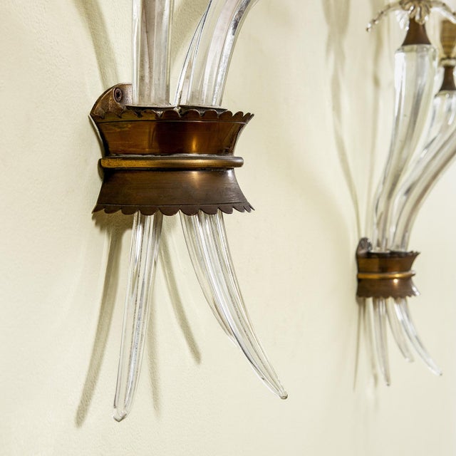 1950s Murano Glass Wall Lights from Seguso Vetri Darte, 1953, Set of 2 For Sale - Image 5 of 7