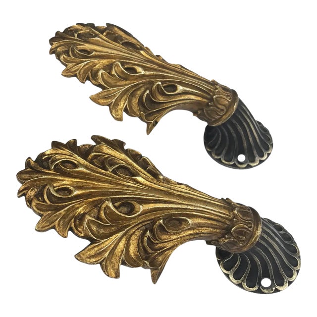 Late 19th Century Cast Brass Curtain Tiebacks/Hooks - a Pair For Sale